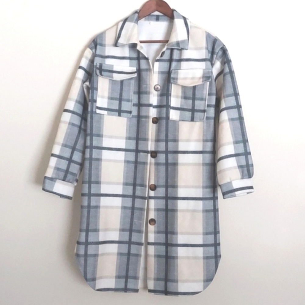 Long Plaid Shacket Size Large